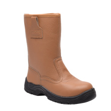 Estilo casual Brown dividir couro gravado botas de segurança (HQ05075)